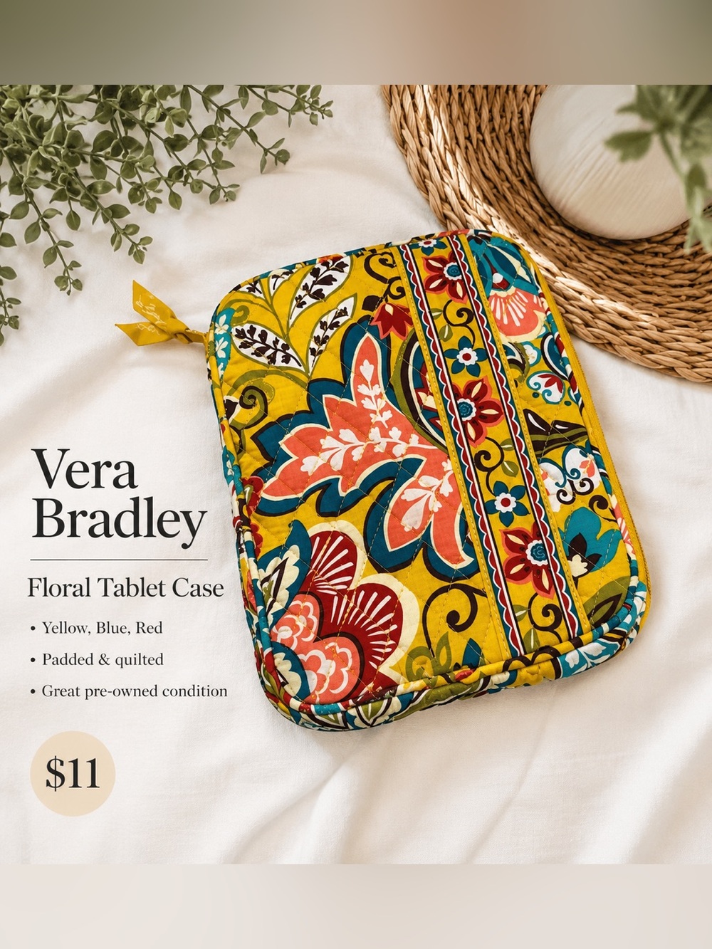 Vera‎ Bradley Floral Tablet Case - Yellow, Blue, Red